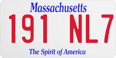 MA license plate 191NL7