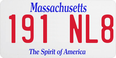 MA license plate 191NL8