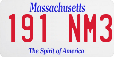 MA license plate 191NM3