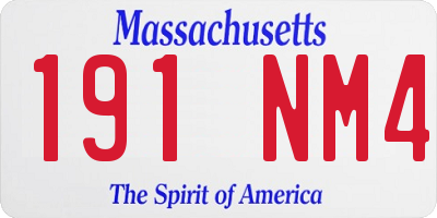 MA license plate 191NM4