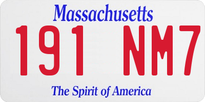 MA license plate 191NM7
