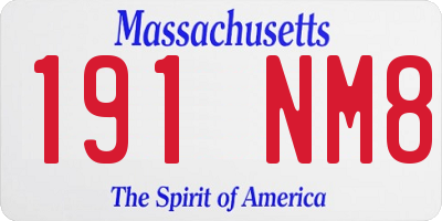 MA license plate 191NM8