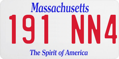 MA license plate 191NN4
