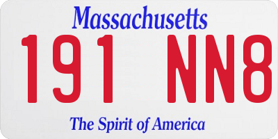 MA license plate 191NN8