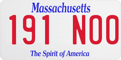 MA license plate 191NO0