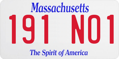 MA license plate 191NO1