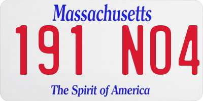 MA license plate 191NO4