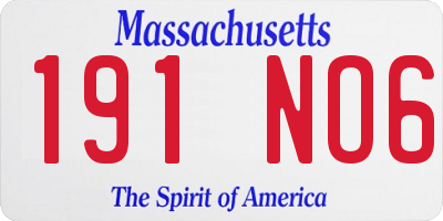 MA license plate 191NO6