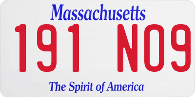 MA license plate 191NO9