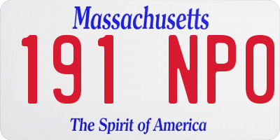 MA license plate 191NP0