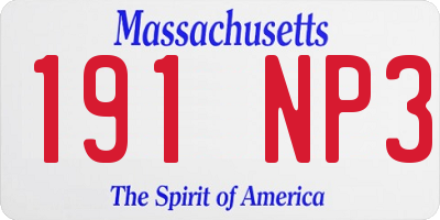MA license plate 191NP3
