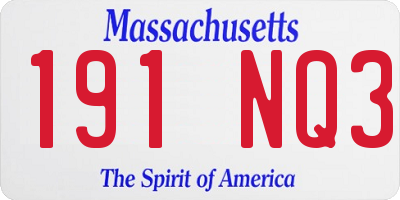 MA license plate 191NQ3