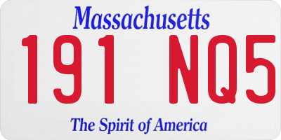 MA license plate 191NQ5