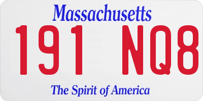 MA license plate 191NQ8