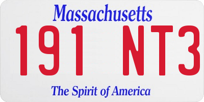 MA license plate 191NT3