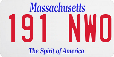 MA license plate 191NW0