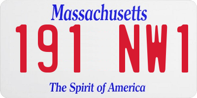 MA license plate 191NW1