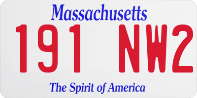 MA license plate 191NW2