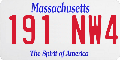 MA license plate 191NW4