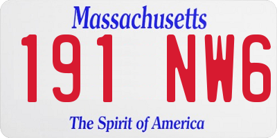 MA license plate 191NW6