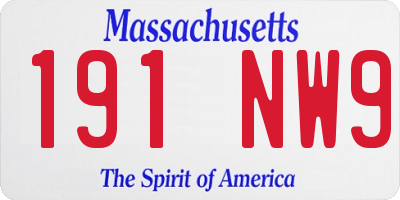MA license plate 191NW9