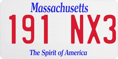 MA license plate 191NX3