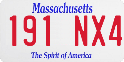 MA license plate 191NX4