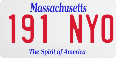 MA license plate 191NY0