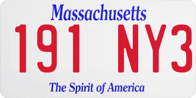 MA license plate 191NY3