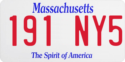 MA license plate 191NY5
