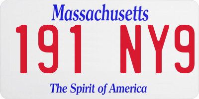MA license plate 191NY9