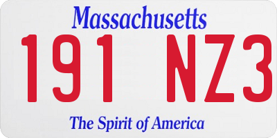 MA license plate 191NZ3