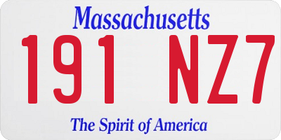 MA license plate 191NZ7