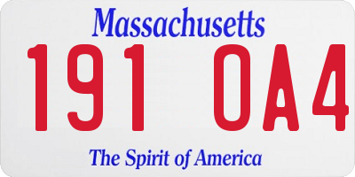 MA license plate 191OA4