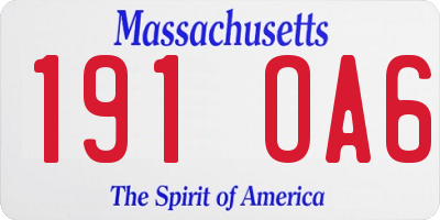 MA license plate 191OA6