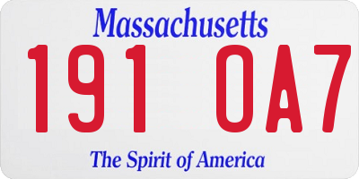 MA license plate 191OA7