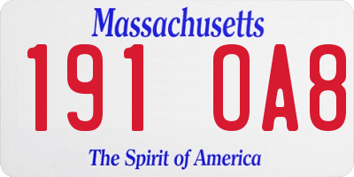 MA license plate 191OA8