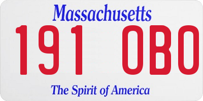 MA license plate 191OB0