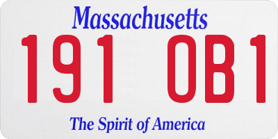 MA license plate 191OB1