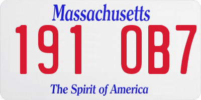 MA license plate 191OB7