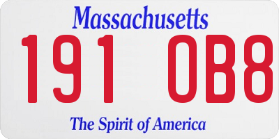 MA license plate 191OB8