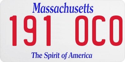 MA license plate 191OC0