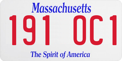 MA license plate 191OC1