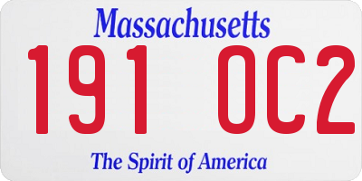 MA license plate 191OC2
