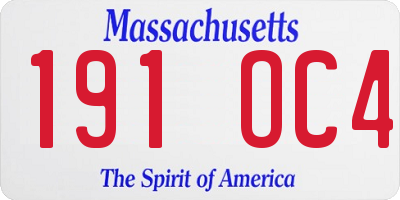 MA license plate 191OC4