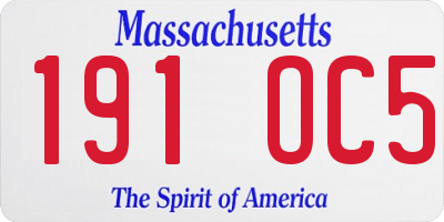 MA license plate 191OC5