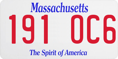 MA license plate 191OC6