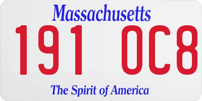 MA license plate 191OC8