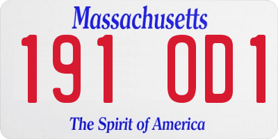 MA license plate 191OD1