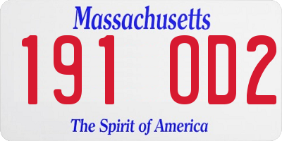 MA license plate 191OD2